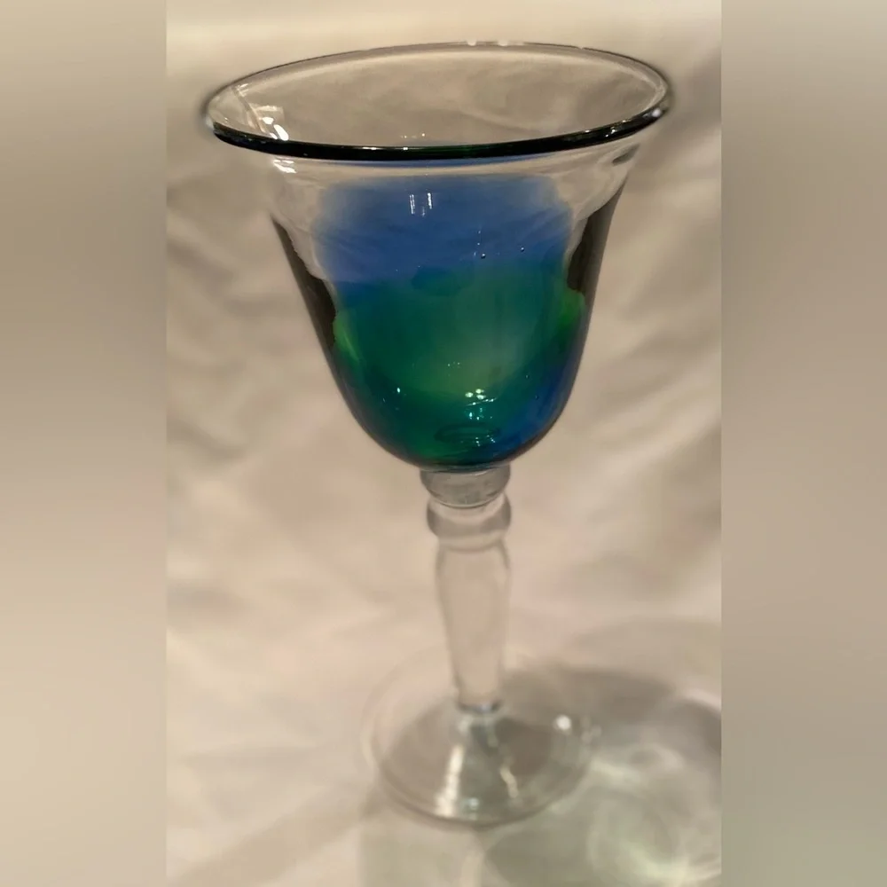 Pier One Hand Blown Wine Glass Goblet